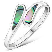 Abalone Shell Silver Drops Ring, r476