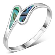 Abalone Shell Silver Drops Ring, r476