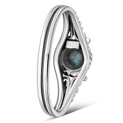 Ethnic Style Synthetic Azure Blue Opal Silver Ring, r481