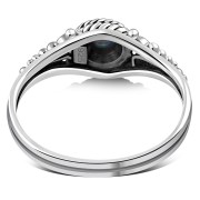 Ethnic Style Synthetic Azure Blue Opal Silver Ring, r481