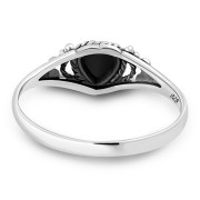 Ethnic Heart Black Onyx Silver Ring, r484