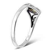 Citrine Stone Ethnic Style Silver Ring, r486