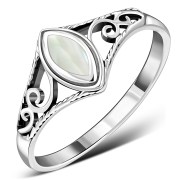 Ethnic Mother of Pearl Silver Ring, r486