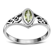 Peridot Stone Ethnic Style Silver Ring, r486
