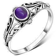 Native American Amethyst Stone Sterling Silver Ring, r490