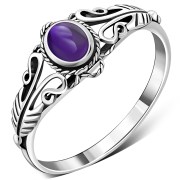 Native American Amethyst Stone Sterling Silver Ring, r490