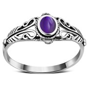 Native American Amethyst Stone Sterling Silver Ring, r490