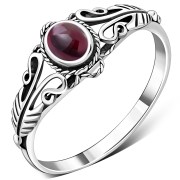 Native American Garnet Silver Ring, r490