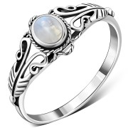 Native American Rainbow Moon Stone Silver Ring