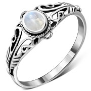 Native American Rainbow Moon Stone Silver Ring