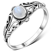 Native American Rainbow Moon Stone Silver Ring