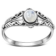Native American Rainbow Moon Stone Silver Ring