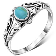 Native American Turquoise Solid Silver Ring, r490