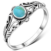 Native American Turquoise Solid Silver Ring, r490