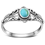 Native American Turquoise Solid Silver Ring, r490