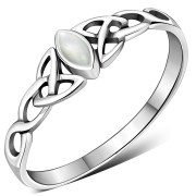 Celtic Silver Ring w Mother of Pearl, r494