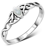 Celtic Silver Ring w Mother of Pearl, r494