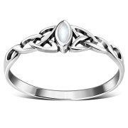 Celtic Silver Ring w Mother of Pearl, r494