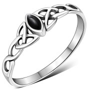 Celtic Knot Silver Ring w Black Onyx, r494