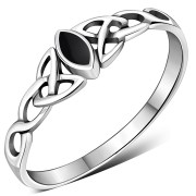 Celtic Knot Silver Ring w Black Onyx, r494