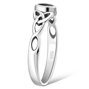 Celtic Knot Silver Ring w Black Onyx, r494