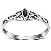 Celtic Knot Silver Ring w Black Onyx, r494