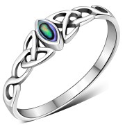Celtic Knot Silver Ring w Abalone, r494