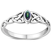 Celtic Knot Silver Ring w Abalone, r494