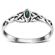 Celtic Knot Silver Ring w Abalone, r494