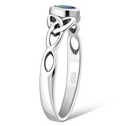 Celtic Knot Silver Ring w Abalone, r494