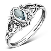 Faceted Blue Topaz Stone Sterling Silver Ring, r495