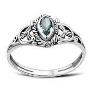 Faceted Blue Topaz Stone Sterling Silver Ring, r495