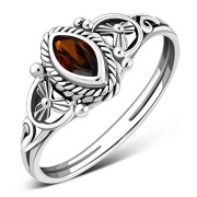 Ethnic Garnet Stone Silver Ring, r495