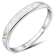 Mother of Pearl Sea Shell Silver Band Ring, r496