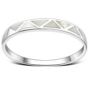 Mother of Pearl Sea Shell Silver Band Ring, r496