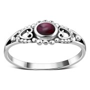 Thin Ethnic Style Garnet Silver Ring, r499