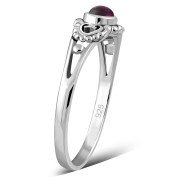 Thin Ethnic Style Garnet Silver Ring, r499
