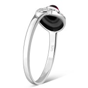 Ethnic Design Garnet Stone Silver Ring, r500