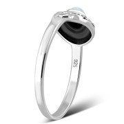 Ethnic Design Rainbow Moon Stone Silver Ring, r500