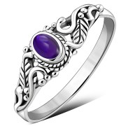 Sterling Silver Amethyst Leaves Ring, r508