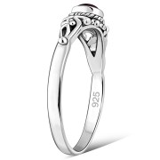 Sterling Silver Garnet Leaves Ring, r508