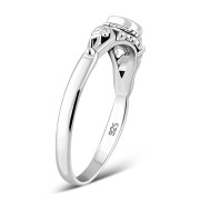 Sterling Silver Rainbow Moon Stone Leaves Ring. r508