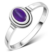 Delicate Ethnic Style Amethyst Genuine Stone Silver Ring, r512