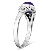 Amethyst Spiral Sterling Silver Ring - r516