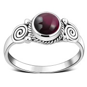 Garnet Spiral Sterling Silver Ring - r516