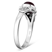 Garnet Spiral Sterling Silver Ring - r516