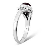 Garnet Spiral Sterling Silver Ring - r516