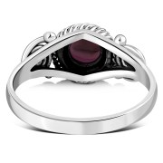 Garnet Spiral Sterling Silver Ring - r516