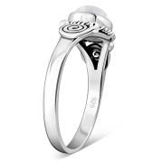 Rainbow Moonstone Spiral Silver Ring - r516
