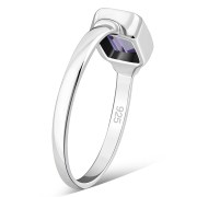Delicate Octagon Shape Amethyst Silver Ring, r520